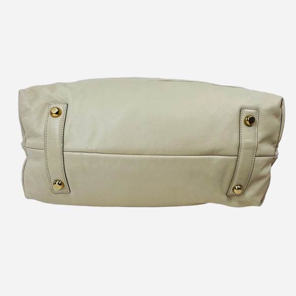 Marc Jacobs Cream Leather Mercer Hobo Tote Bag Knot Handles - Picture 5 of 9